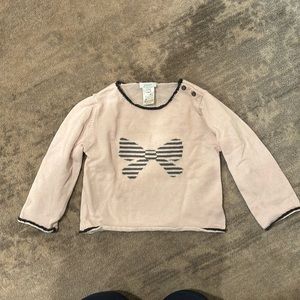 Jacadi pink sweater (23m) with grey and white bow detail